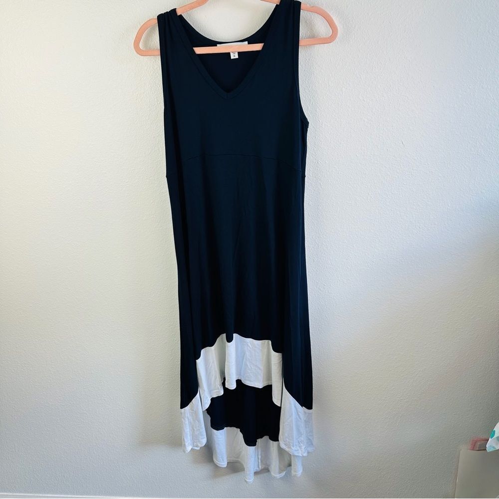 Karen By Karen Kane Navy White Hi Low T-Shirt Tank Dress Size XL